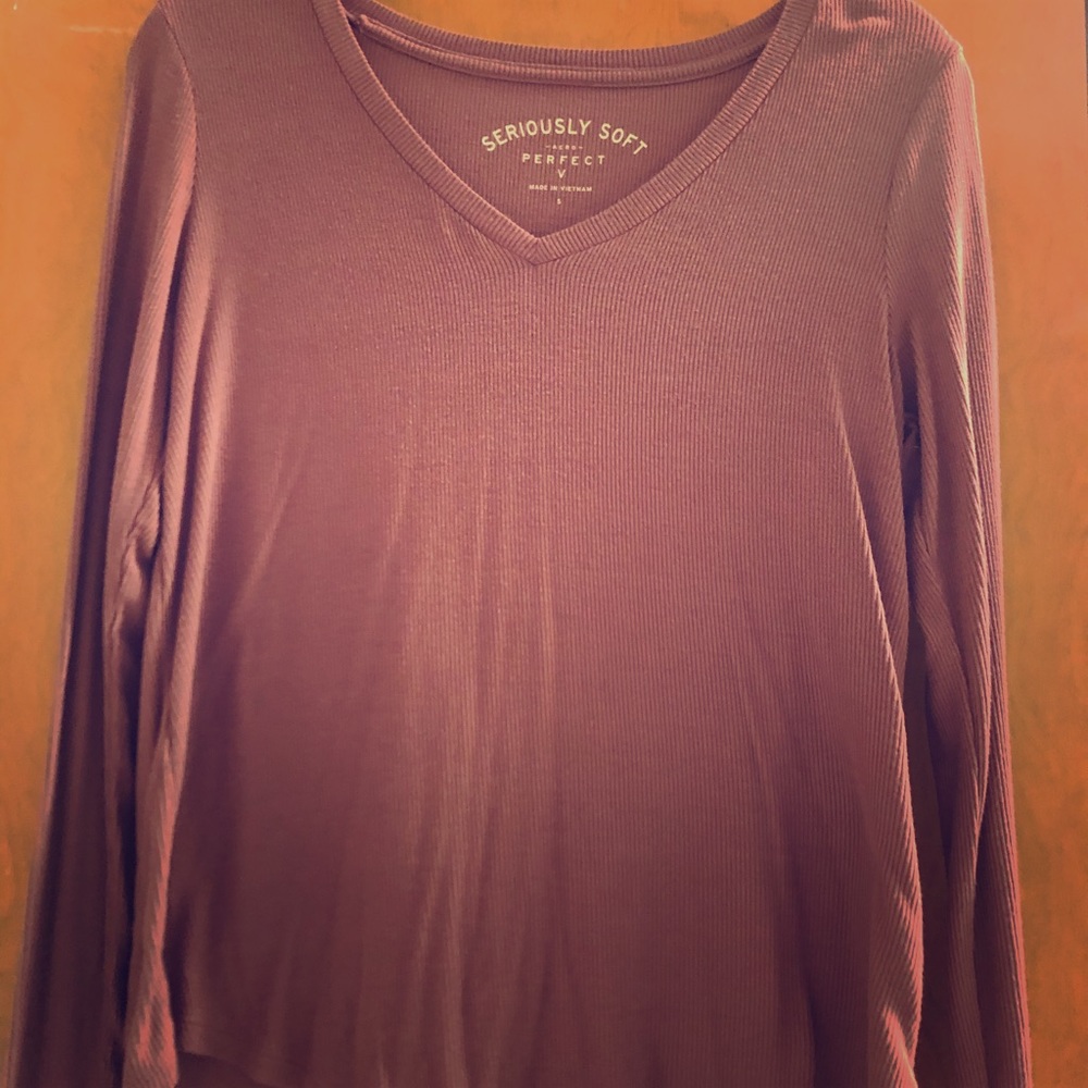 Mauve Long-Sleeved T-Shirt, Size S